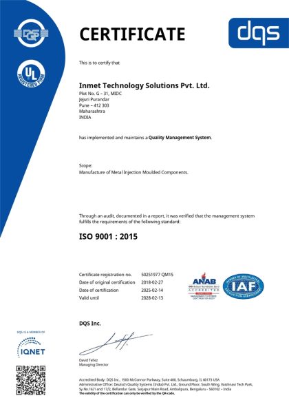 ISO 9001:2015 – Globally recognized for consistent quality and continuous improvement.